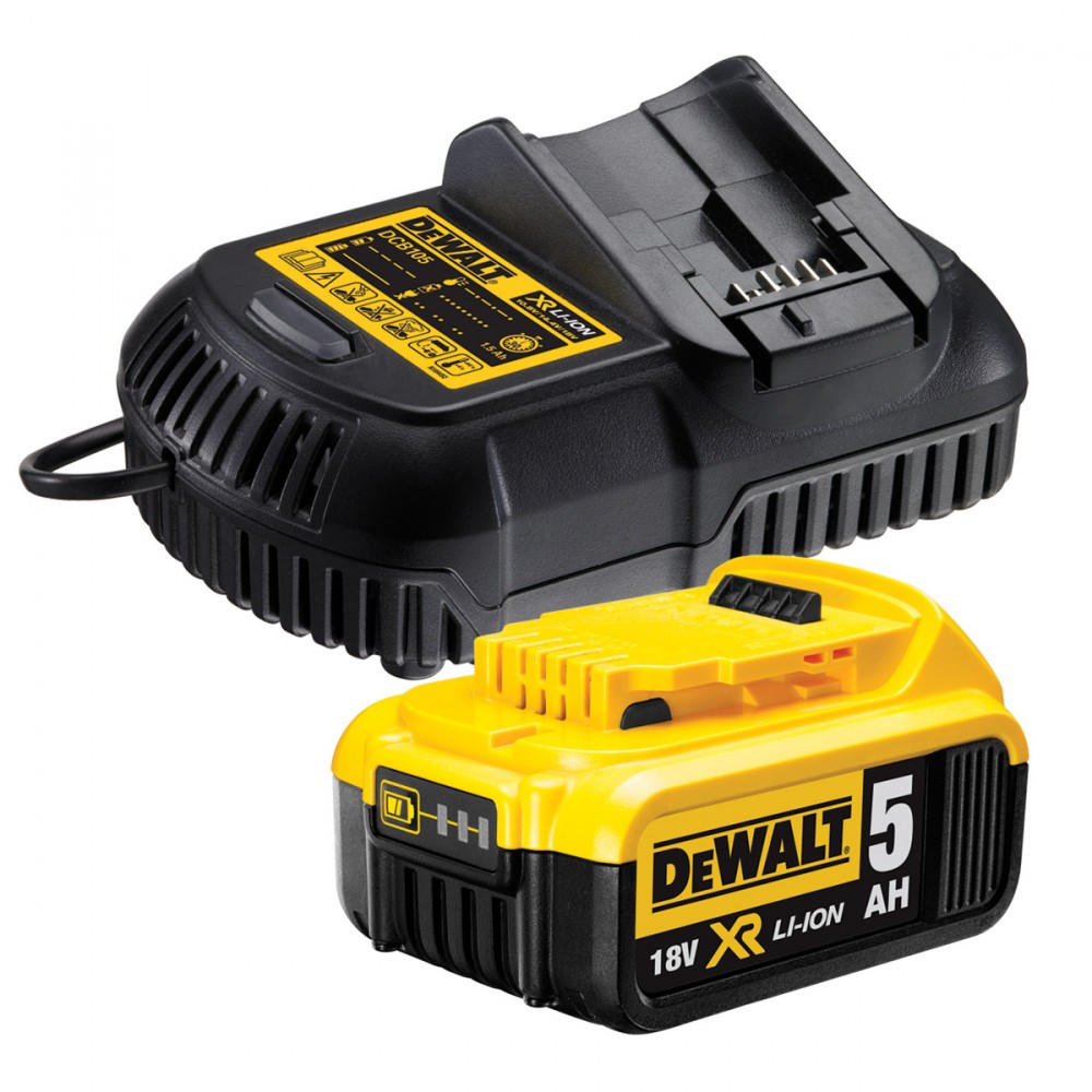 Dewalt DCB184 18V XR Li-ion 5.0Ah Batteri Med DCB105 Hurtiglader ...