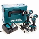 Makita DLX2455TJ 18V 2-delers børsteløs premium verktøy sett ( 2 x 5Ah batterier) levert i Makpac system koffert thumbnail