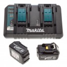 Makita DC18RD dobbel port hurtiglader + 2 x BL1830B 18V 3.0Ah batterier thumbnail