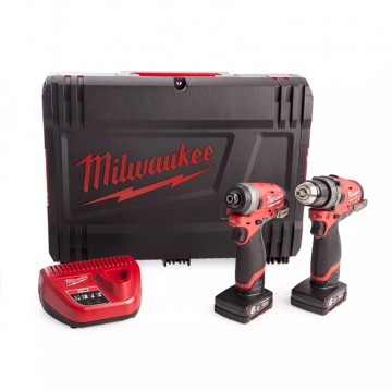 Milwaukee M12 FPP2A-602X 12V  2-delers twinpack, combi og slagtrekker sett (2 x 6,0 Ah batterier)