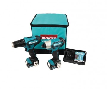 Makita CLX224A 12V 2-delers verktøy sett (2x2Ah batterier) levert i soft bag