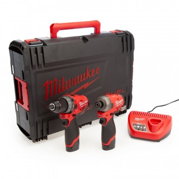Milwaukee M12 FUEL Combi drill & slagtrekker TwinPack (2 x 2,0Ah batterier)