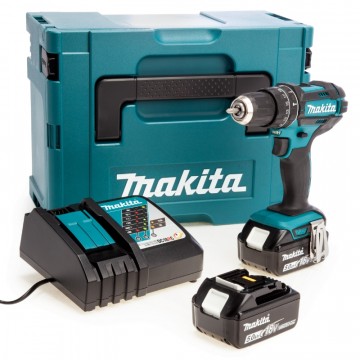 Makita DHP482RTJ 18V Combi drillsett (2 x 5.0Ah batterier)