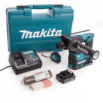 Makita HR166DSAE1 CXT 10,8V børsteløs SDS+ borhammer inkludert 65-deler tilbehør (2 x 2,0 Ah batterier)