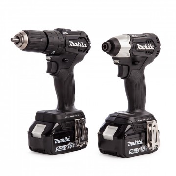 Makita DLX2221BT2 18V børsteløs twinpack: DHP483 combi drill + DTD155 slagtrekker (2 x 5,0 Ah batterier)