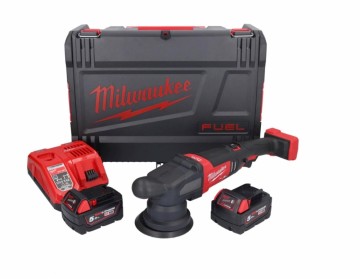 Milwaukee M18 FROP15-502X FUEL børsteløs 125mm eksentrisk maskin (2x5Ah batterier) levert i HD koffert  