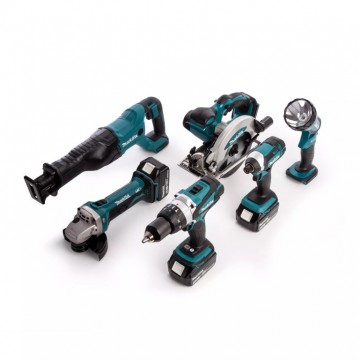 Makita DLX6072PT 18V 6-delers batteriverktøysett sett (3 x 5,0 Ah batterier) - Erstatter DLX6044PT