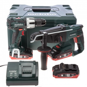 Metabo KHA18LTX SDS Hammer + SB18LT Combi drill 18V batteridrevet twinpack (3 x 3.1Ah LIHD batterier)