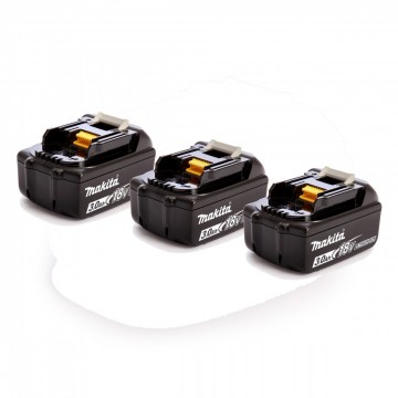Makita trippel pakke BL1830B 3Ah lithium batterier (3stk batterier)