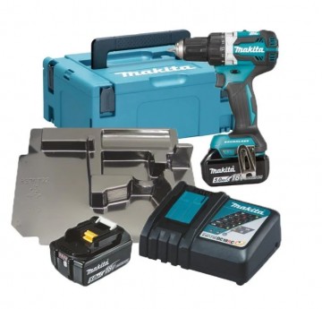 Makita DDF484RTJ 18V børsteløs kompakt skru- og bordrillsett (2x5Ah batterier) levert i Makpac koffert