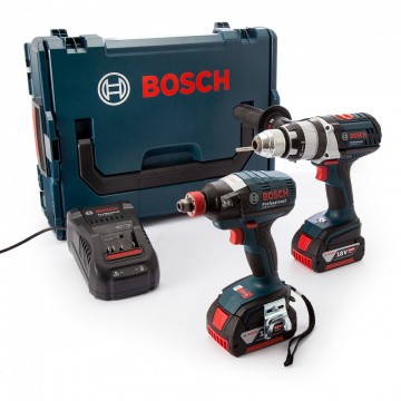 Bosch GSB18VE2Li + GDX18VEC 18V batteripakke i L-Boxx (2 x 5.0Ah batterier)