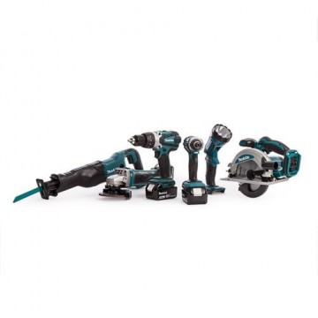 Makita DLX6072PT 18V 6-delers batteriverktøysett sett (3 x 5,0 Ah batterier) - Erstatter DLX6044PT