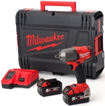 Milwaukee M18 FMTIWF12-502X 1/2 tommer børsteløs muttertrekker sett (2x5Ah batterier)