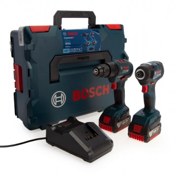 Bosch 06019J2170 Professional børsteløs twinpack - GSB 18V-55 combi drill + GDR 18V-200 slagtrekker (2 x 4,0Ah batt)