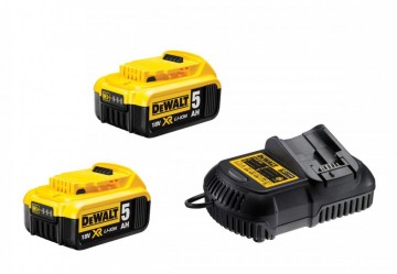 Dewalt DCB105P2 hurtiglader + 2 x 5Ah DCB184 lihtium batterier 18V