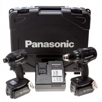 Panasonic EYC215LJ2G31 18V 2-delers combi sett med skrudrill / slagtrekker (2 x 5.0Ah batterier)
