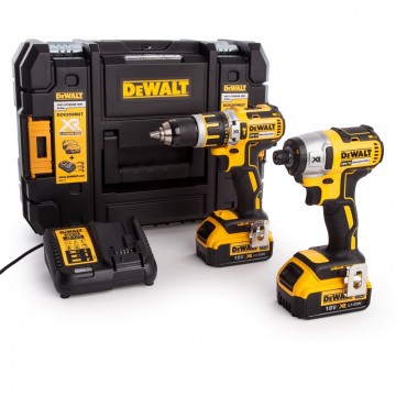 Dewalt DCK259M2T 18V XR Li-ion børsteløs combi drill og slagtrekker Twinpack (2 x 4.0Ah batterier)